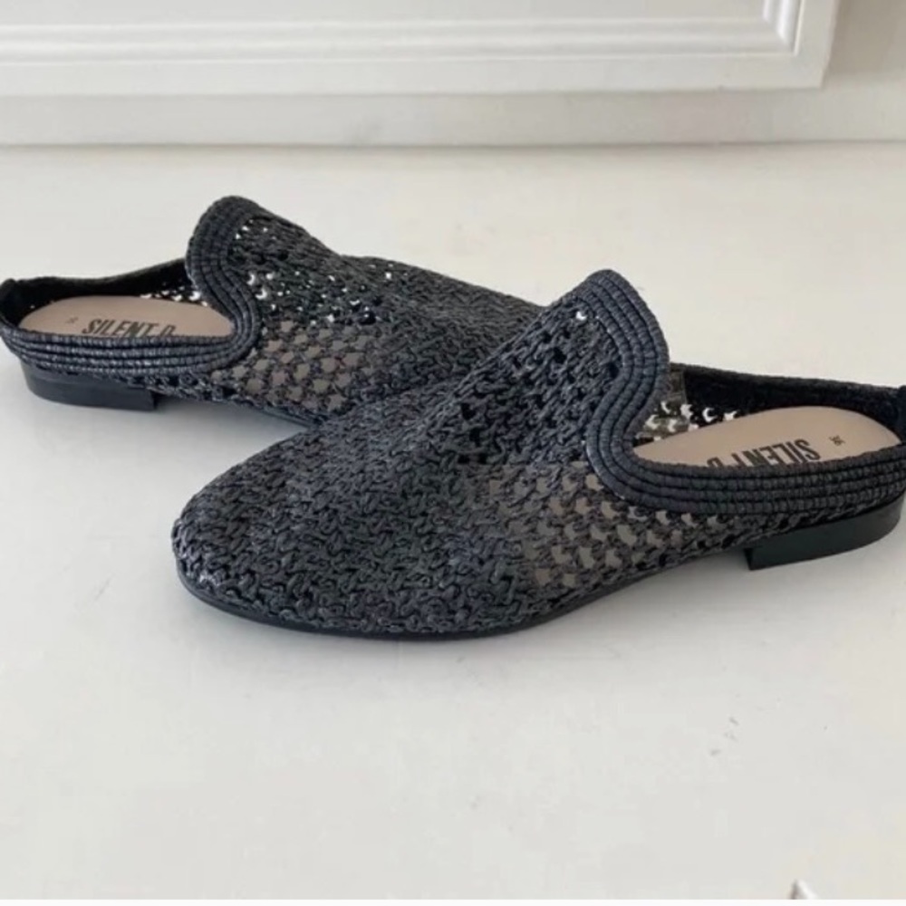 Anthropologie Black Woven Slip-On Flats